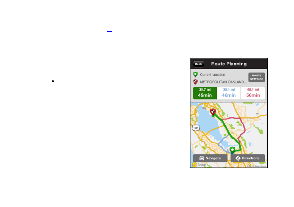 10 route planning screen | Telenav for iPhone (open market) Supported Devices: v7.0 User Manual | Page 47 / 153