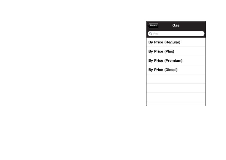 5 search for gas by price | Telenav for iPhone (open market) Supported Devices: v7.0 User Manual | Page 91 / 153