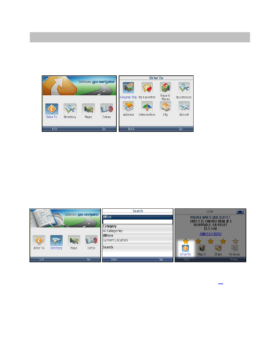 Drive to menu | Telenav for Cincinnati Bell Supported Devices: v5.5 Lite for Symbian phones User Manual | Page 14 / 59