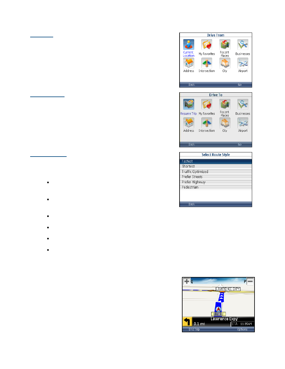Edit origin, Edit destination, Edit preferences | Initial driving directions | Telenav for Cincinnati Bell Supported Devices: v5.5 Lite for Symbian phones User Manual | Page 26 / 59