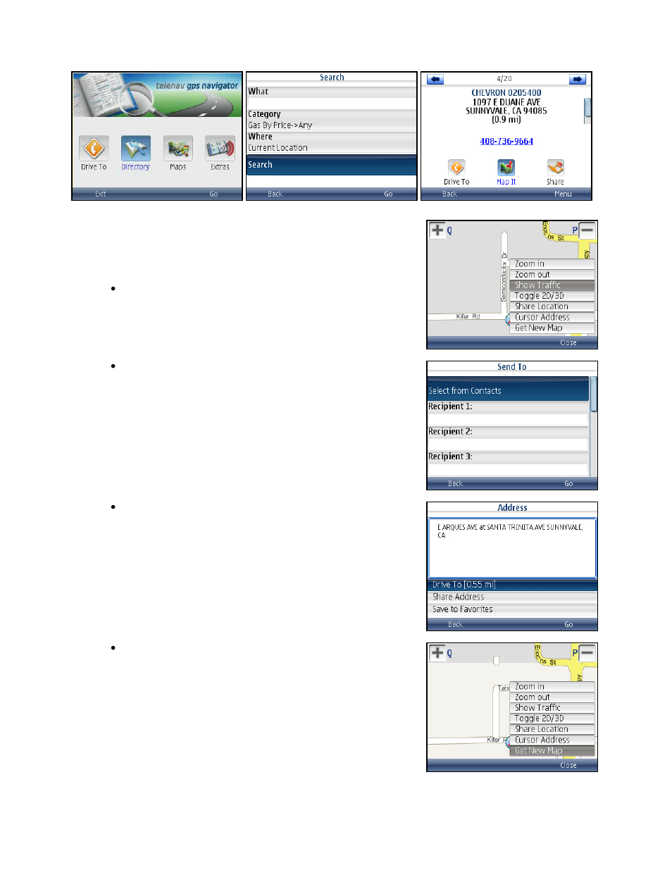 Map menu options | Telenav for Cincinnati Bell Supported Devices: v5.5 Lite for Symbian phones User Manual | Page 42 / 59