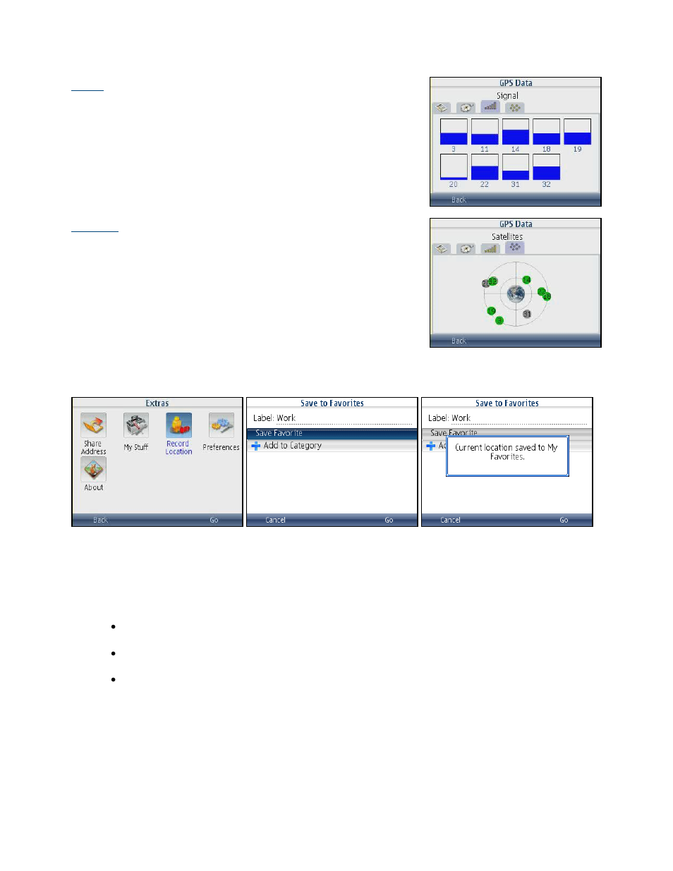 Signal, Satellites, Record location | Telenav for Cincinnati Bell Supported Devices: v5.5 Lite for Symbian phones User Manual | Page 47 / 59