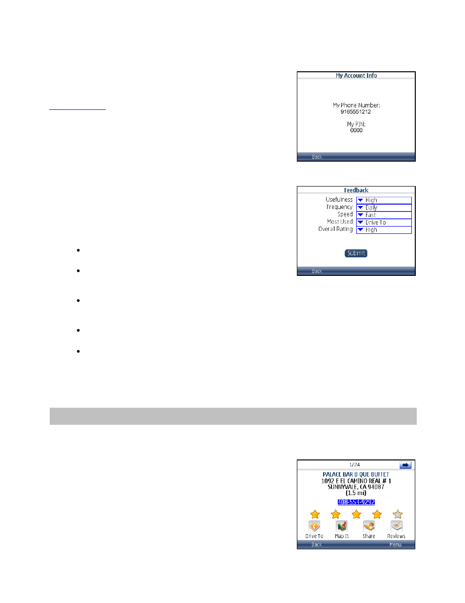 My account info, Give feedback, Suspending telenav gps navigator | Making a phone call from telenav gps navigator | Telenav for Cincinnati Bell Supported Devices: v5.5 Lite for Symbian phones User Manual | Page 52 / 59