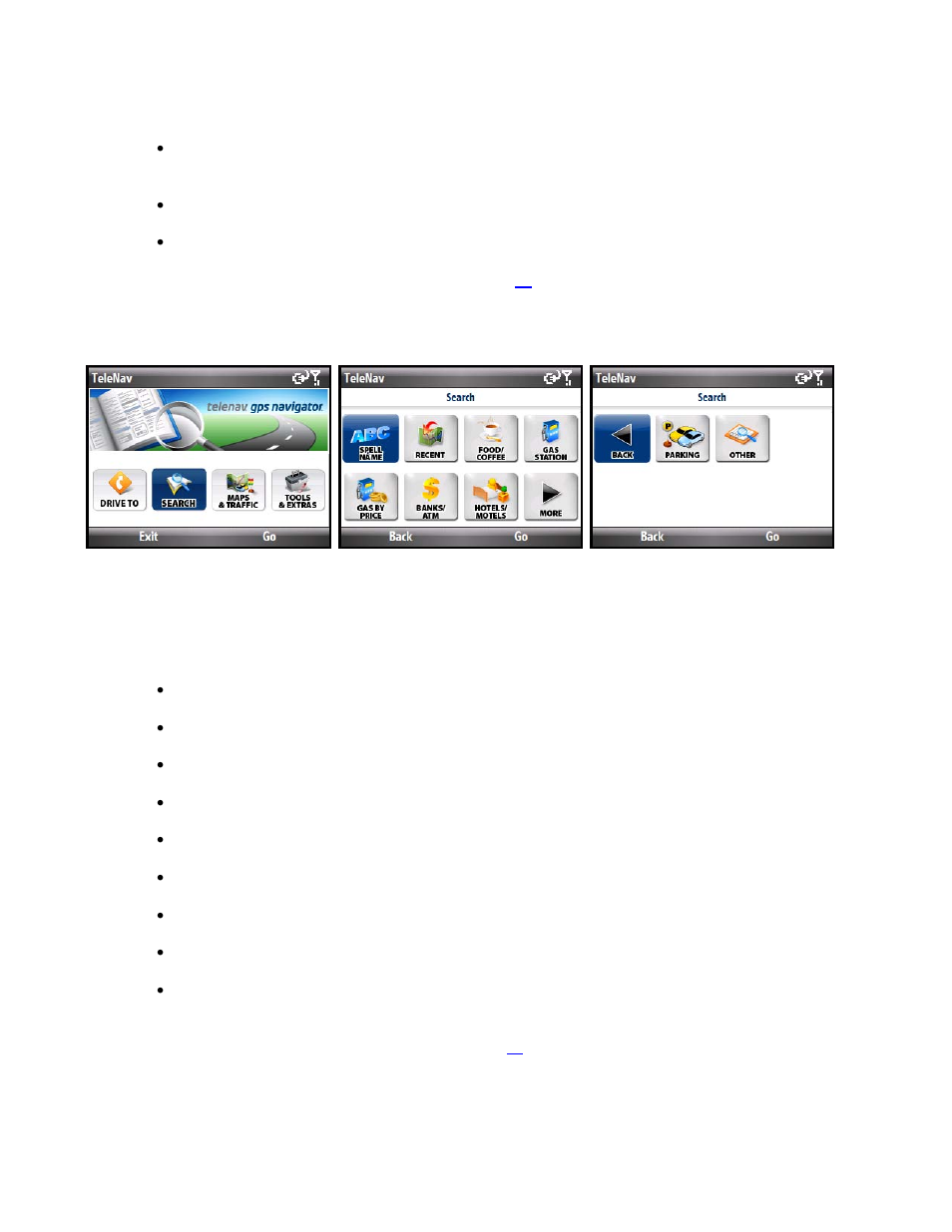 Search menu | Telenav for Cincinnati Bell Supported Devices: v5.2 for Windows Mobile smartphones Users Guide User Manual | Page 12 / 55