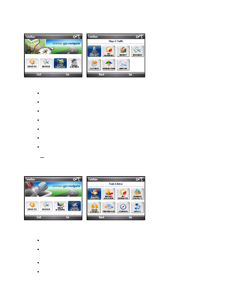 Maps & traffic menu, Tools/extras menu, Drive to menu | Telenav for Cincinnati Bell Supported Devices: v5.2 for Windows Mobile smartphones Users Guide User Manual | Page 13 / 55