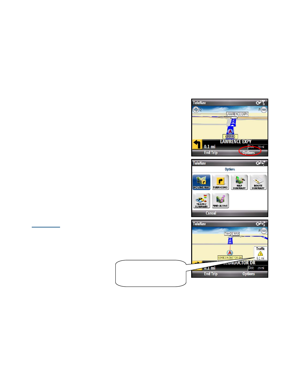 Navigation views, Moving map | Telenav for Cincinnati Bell Supported Devices: v5.2 for Windows Mobile smartphones Users Guide User Manual | Page 25 / 55