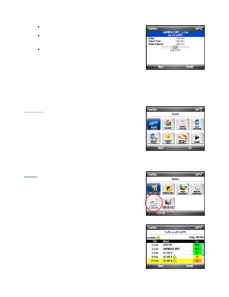 Find along, Manual, Re-routing options | Telenav for Cincinnati Bell Supported Devices: v5.2 for Windows Mobile smartphones Users Guide User Manual | Page 28 / 55