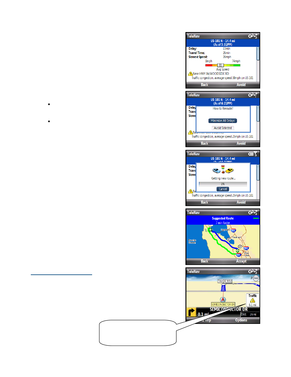 Avoid ahead (audio detour) | Telenav for Cincinnati Bell Supported Devices: v5.2 for Windows Mobile smartphones Users Guide User Manual | Page 29 / 55