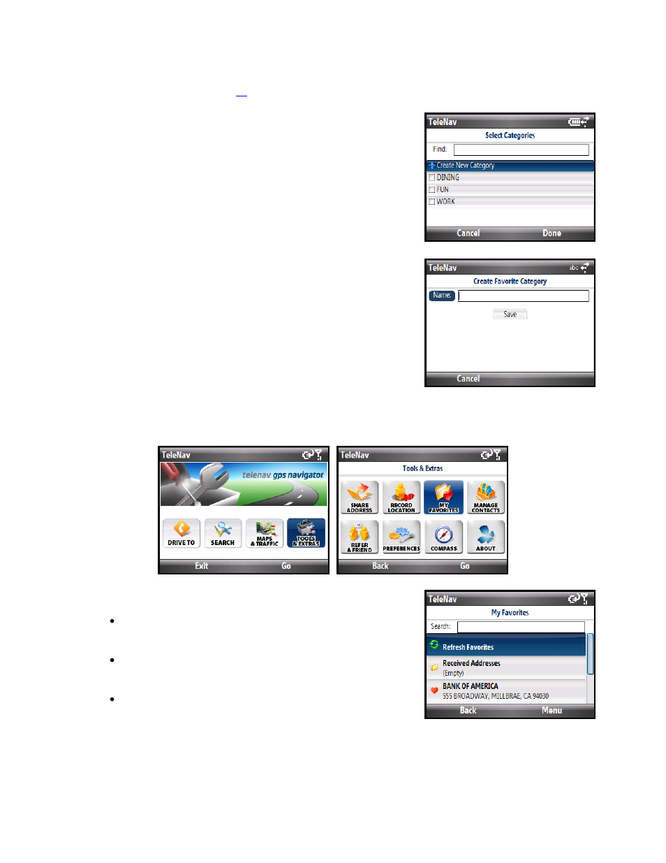 Create new category, My favorites | Telenav for Cincinnati Bell Supported Devices: v5.2 for Windows Mobile smartphones Users Guide User Manual | Page 39 / 55