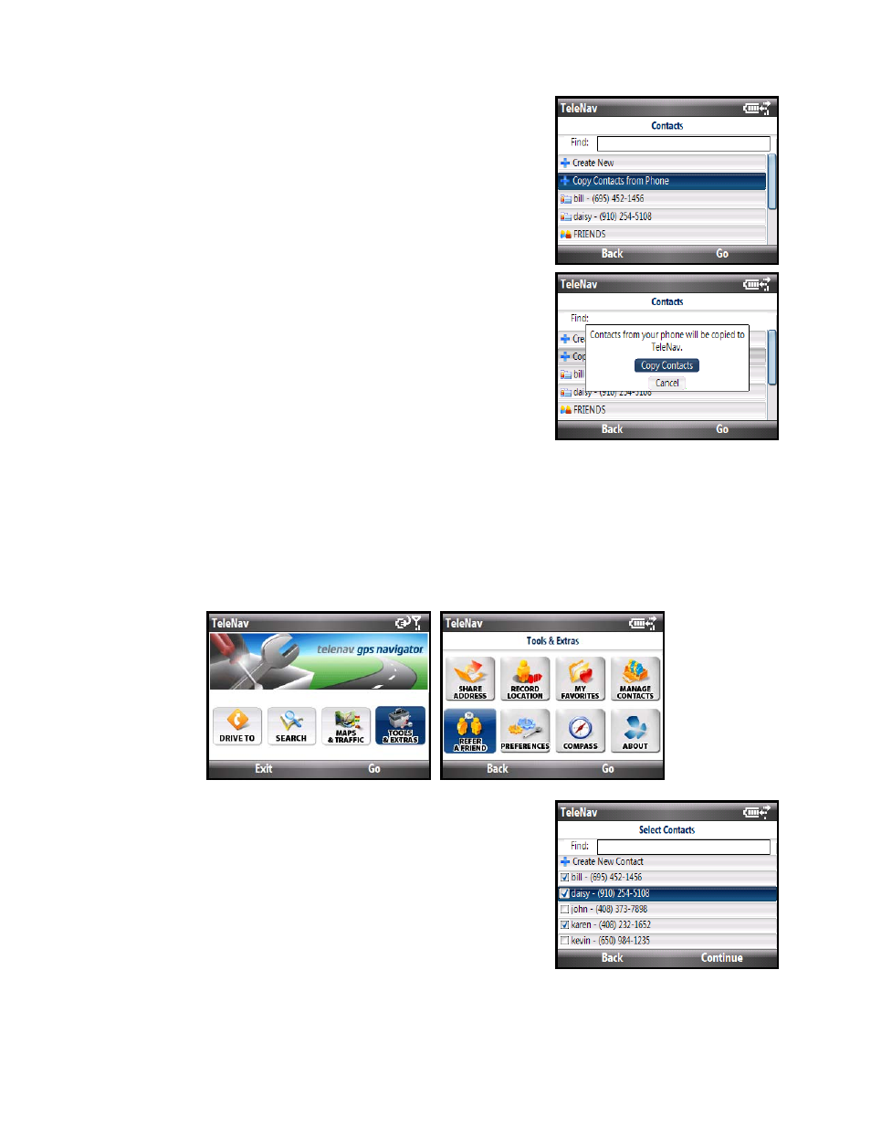 Copy contacts from phone, Refer a friend | Telenav for Cincinnati Bell Supported Devices: v5.2 for Windows Mobile smartphones Users Guide User Manual | Page 45 / 55
