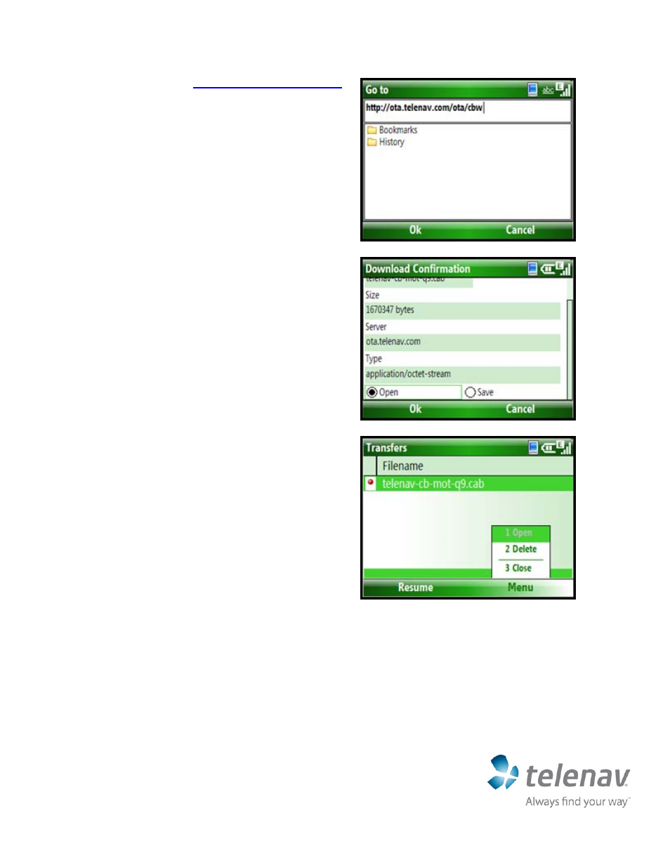 Telenav for Cincinnati Bell Supported Devices: v5.2 for Windows Mobile smartphones Quick Start Guide User Manual | Page 2 / 4