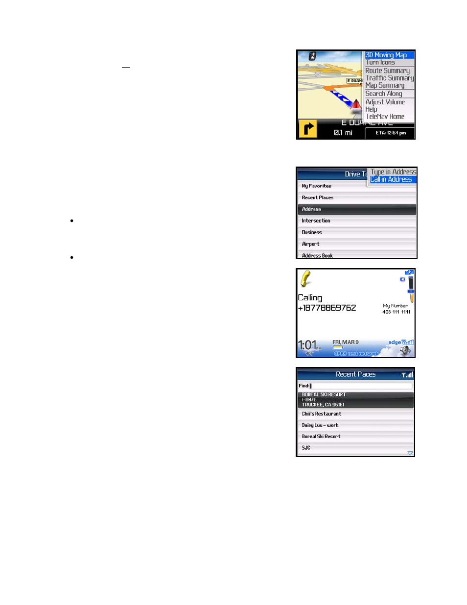 Address – calling in | Telenav for Cincinnati Bell Supported Devices: v5.1 for BlackBerry smartphones Users Guide User Manual | Page 20 / 51