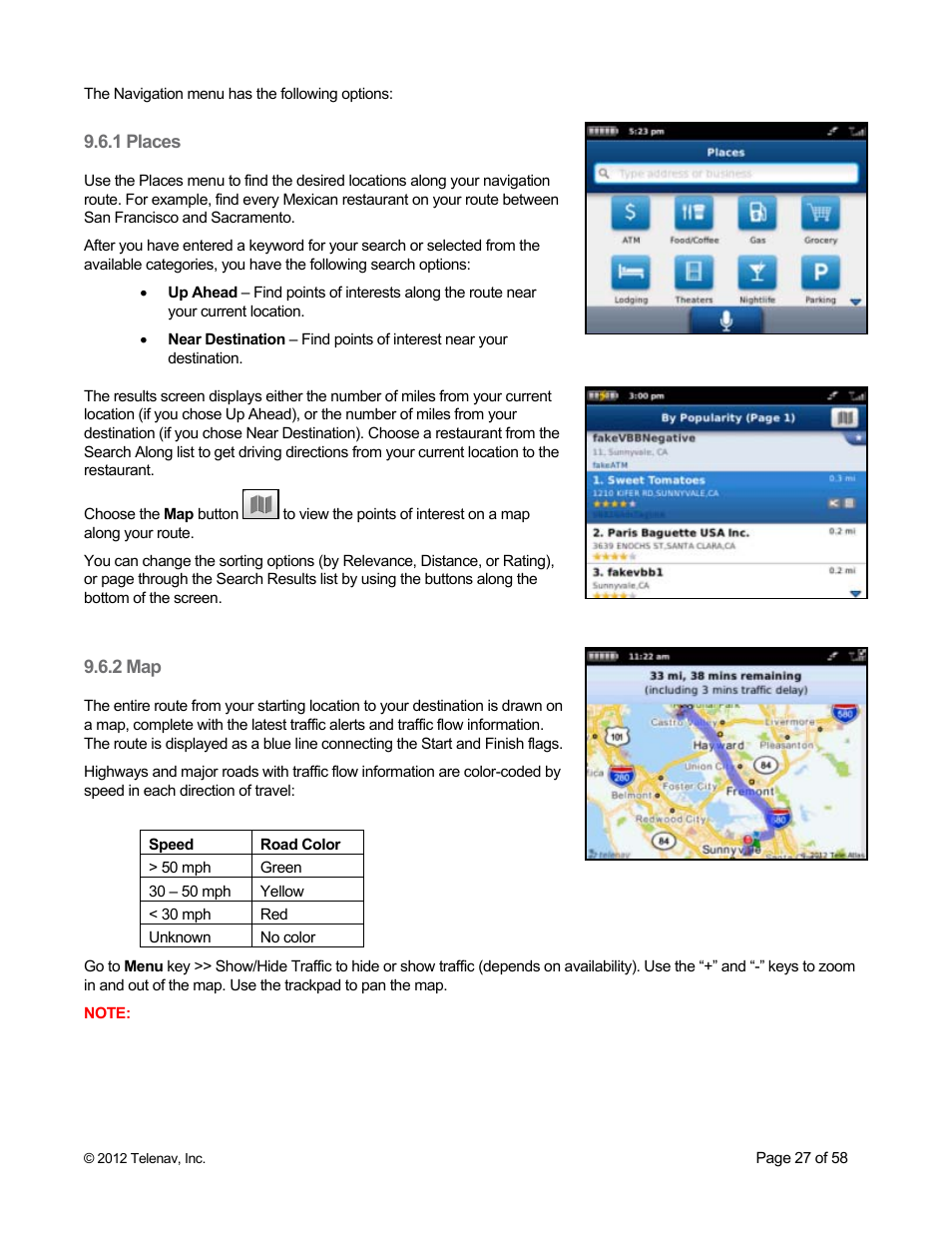 1 places, 2 map | Telenav for Boost Mobile Supported Devices: v6.2 for BlackBerry User Manual | Page 27 / 58
