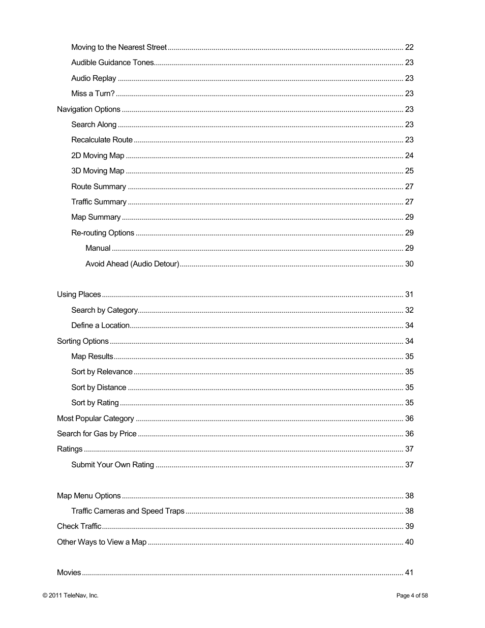 Telenav for Boost Mobile Supported Devices: v6.2 for Android User Manual | Page 4 / 58