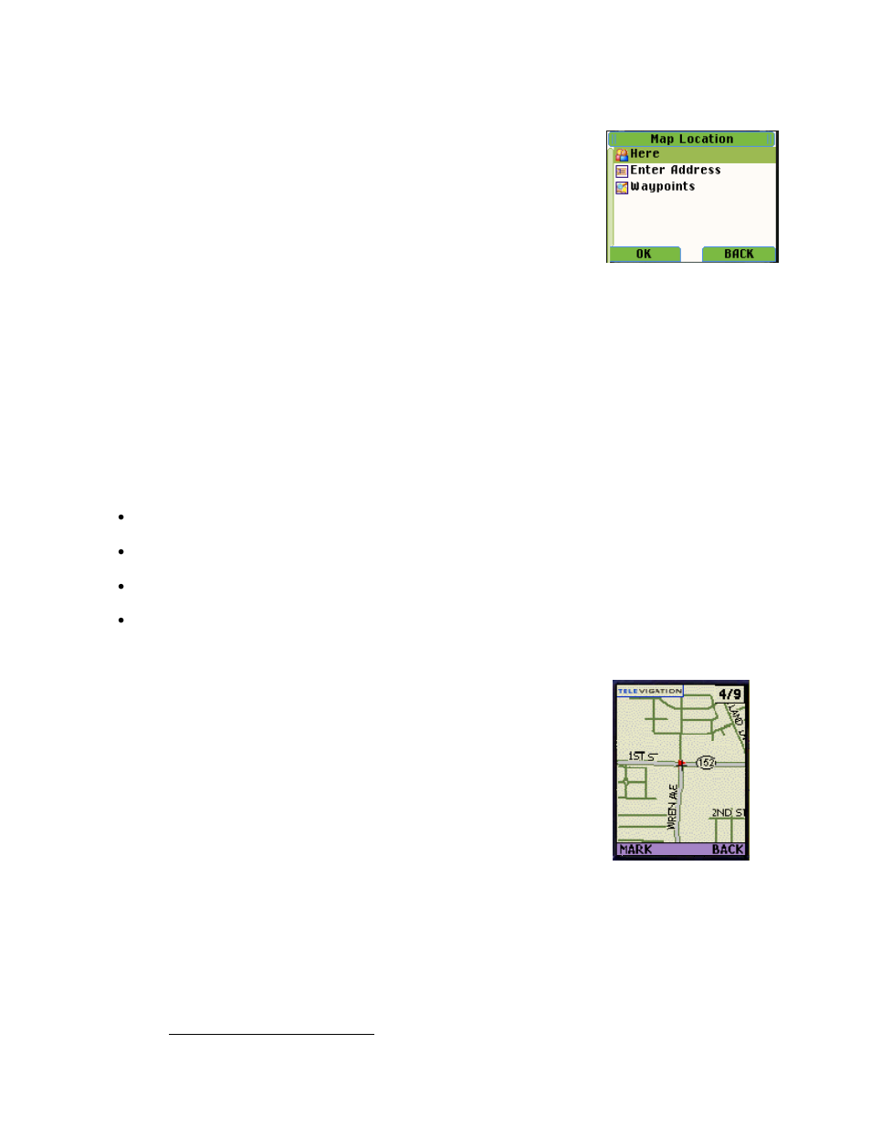 Maps, Map view | Telenav for Boost Mobile Supported Devices: v3.7 for Motorola i285, i415, i455, 730, i830, i860 User Manual | Page 12 / 32