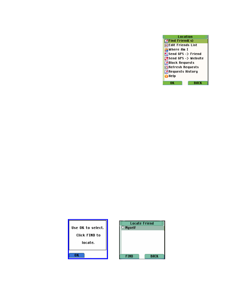 Friend finder, Find friend(s) | Telenav for Boost Mobile Supported Devices: v3.7 for Motorola i285, i415, i455, 730, i830, i860 User Manual | Page 13 / 32