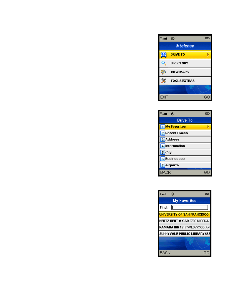 My favorites, Age 13) | Telenav for Alltel Supported Devices: v5.0 for Samsung u520 User Manual | Page 13 / 44