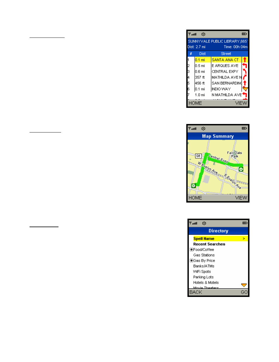 Route summary, Map summary, Search along | Telenav for Alltel Supported Devices: v5.0 for Samsung u520 User Manual | Page 20 / 44