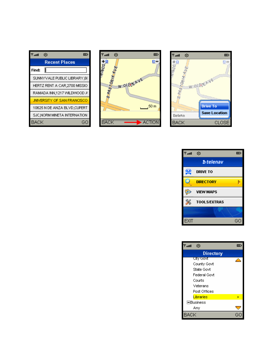 Search the directory, E 28) | Telenav for Alltel Supported Devices: v5.0 for Samsung u520 User Manual | Page 28 / 44