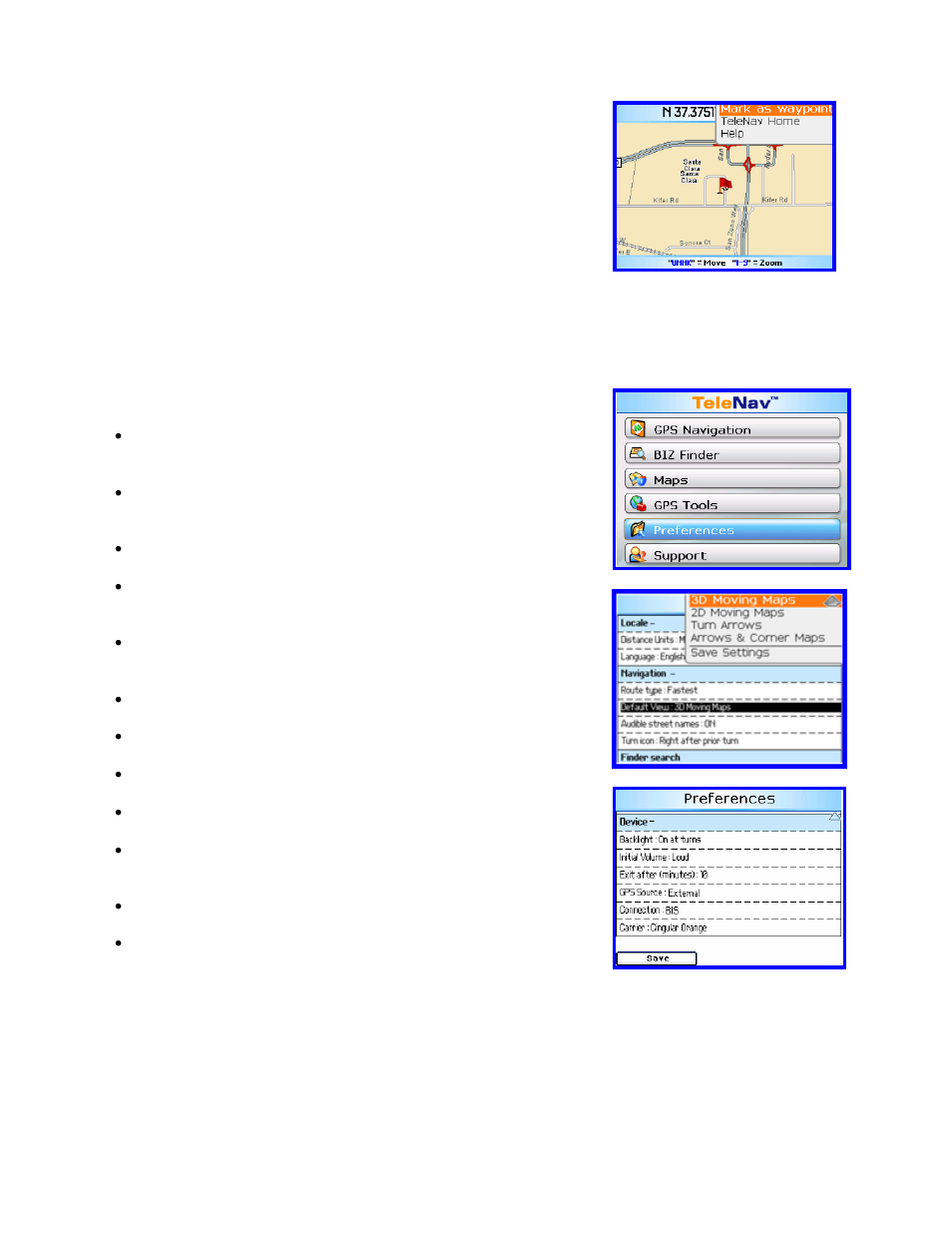 Preferences | Telenav for Alltel Supported Devices: v4.7 for BlackBerry 8703 User Manual | Page 29 / 37