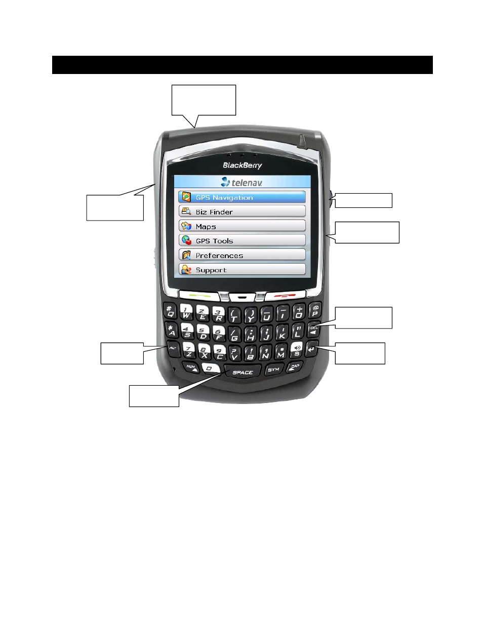 The blackberry 8703 controls | Telenav for Alltel Supported Devices: v4.7 for BlackBerry 8703 User Manual | Page 9 / 37
