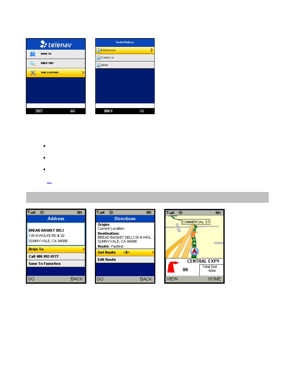 Tools/extras menu, Get driving directions (drive to menu) | Telenav for Nextel Supported Devices: v5.0 Lite for Motorola i9 User Manual | Page 14 / 36
