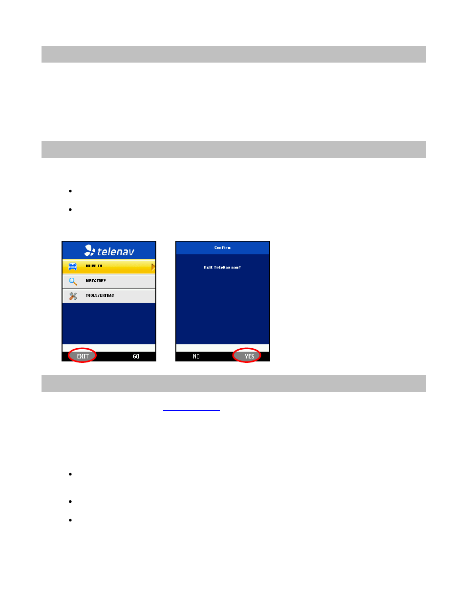 Interruption of other services, Exit the telenav gps navigator application, The telenav website | Available without logging in | Telenav for Nextel Supported Devices: v5.0 Lite for Motorola i9 User Manual | Page 32 / 36