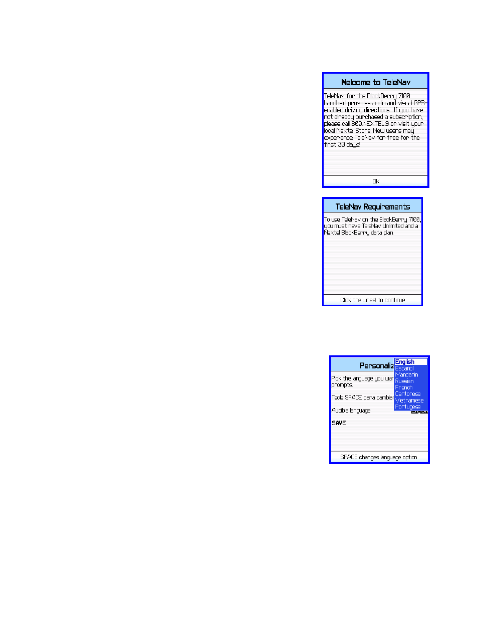 Telenav for Nextel Supported Devices: v4.1 for BlackBerry 7100i User Manual | Page 12 / 35