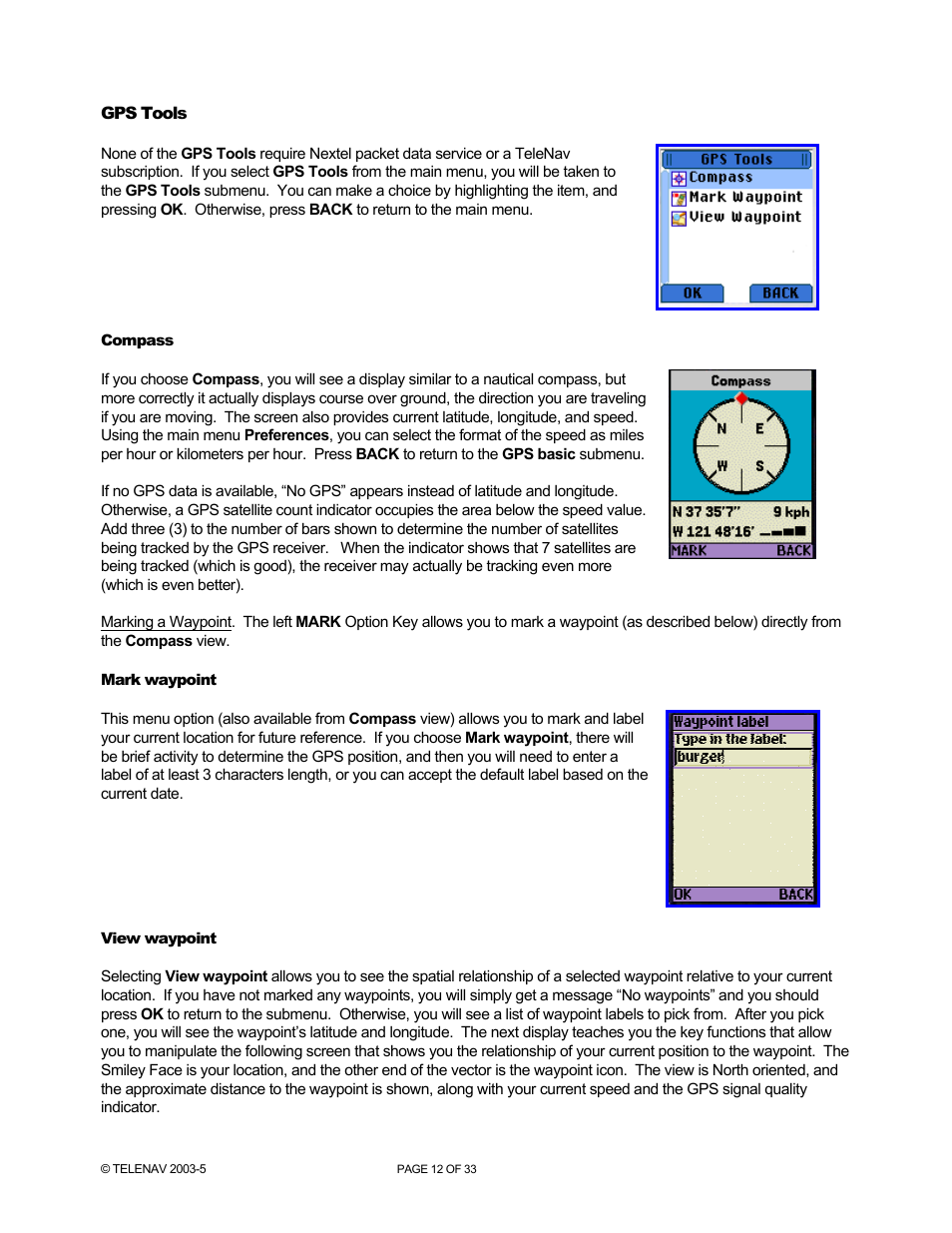 Telenav for Nextel Supported Devices: v3.6 for Motorola i710, i730, i733, i736, i830 User Manual | Page 12 / 33