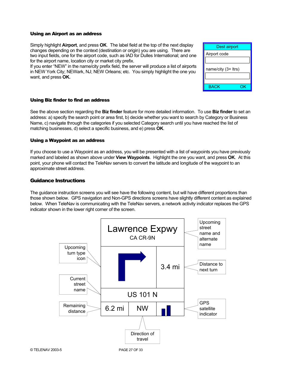 Lawrence expwy | Telenav for Nextel Supported Devices: v3.6 for Motorola i710, i730, i733, i736, i830 User Manual | Page 27 / 33