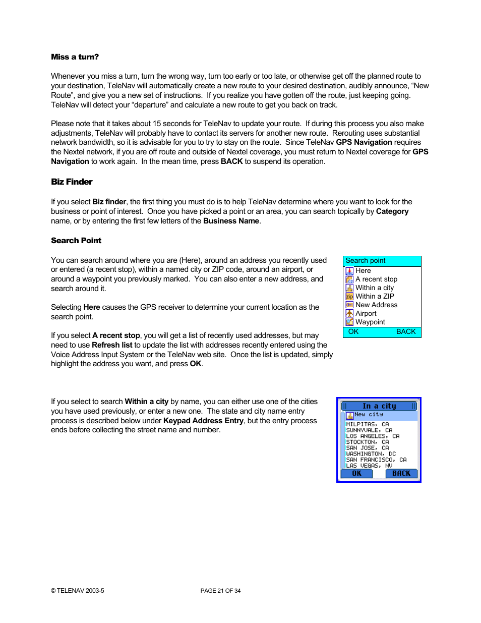 Telenav for Nextel Supported Devices: v3.0 for Motorola i860 User Manual | Page 21 / 34