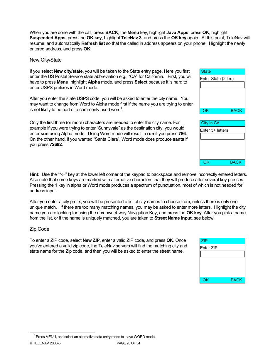 Telenav for Nextel Supported Devices: v3.0 for Motorola i860 User Manual | Page 26 / 34