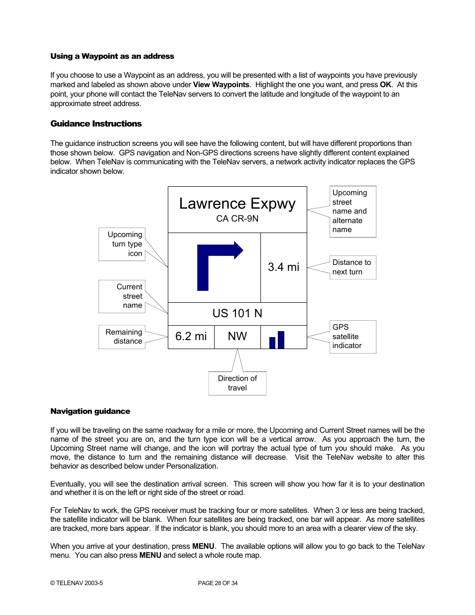 Lawrence expwy | Telenav for Nextel Supported Devices: v3.0 for Motorola i860 User Manual | Page 28 / 34