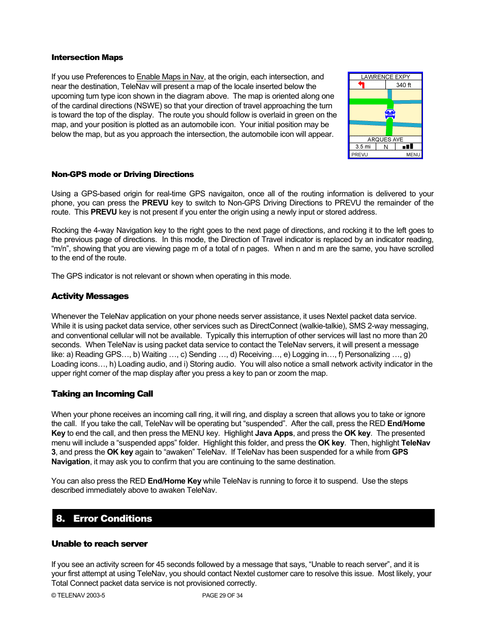 Telenav for Nextel Supported Devices: v3.0 for Motorola i860 User Manual | Page 29 / 34