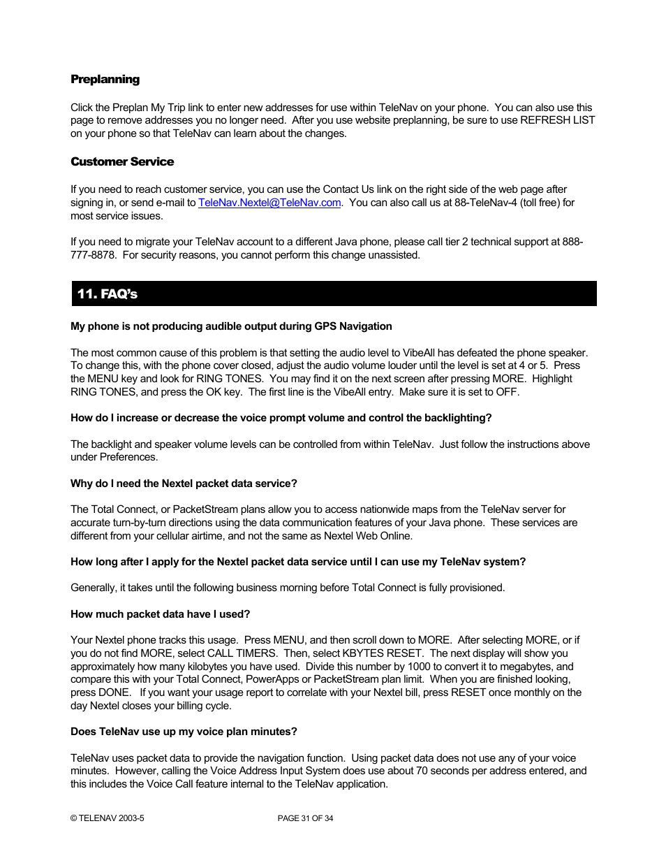 Telenav for Nextel Supported Devices: v3.0 for Motorola i860 User Manual | Page 31 / 34