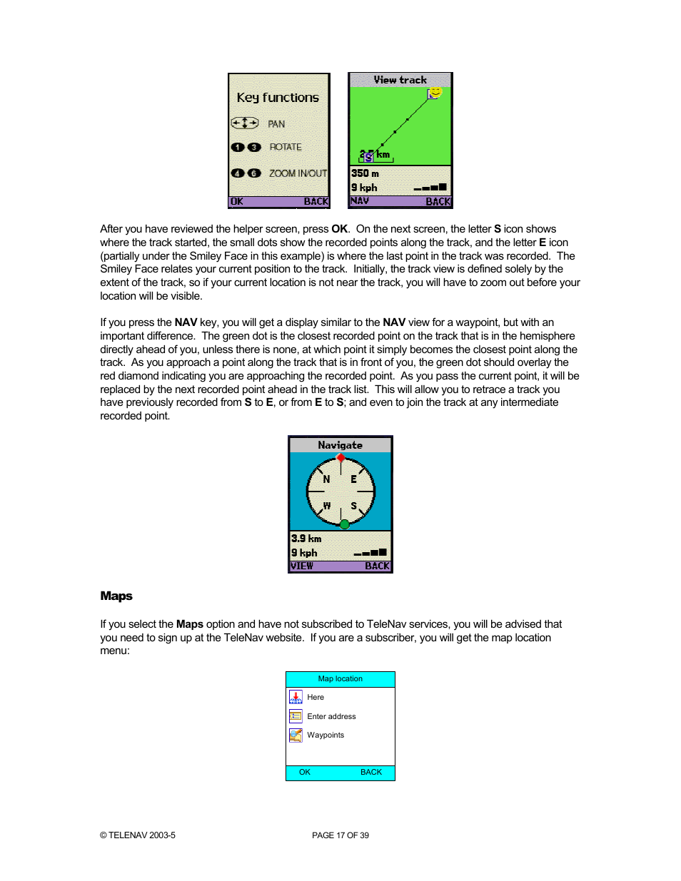 Maps | Telenav for Nextel Supported Devices: v2.2.5 for Motorola i830 User Manual | Page 17 / 39
