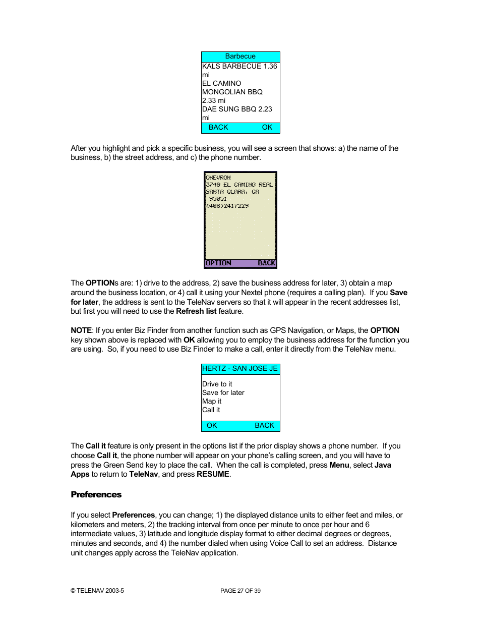 Telenav for Nextel Supported Devices: v2.2.5 for Motorola i830 User Manual | Page 27 / 39