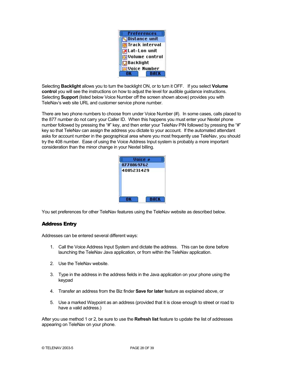 Telenav for Nextel Supported Devices: v2.2.5 for Motorola i830 User Manual | Page 28 / 39