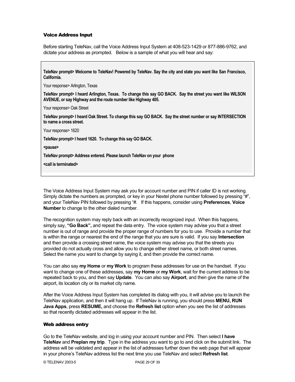 Telenav for Nextel Supported Devices: v2.2.5 for Motorola i830 User Manual | Page 29 / 39