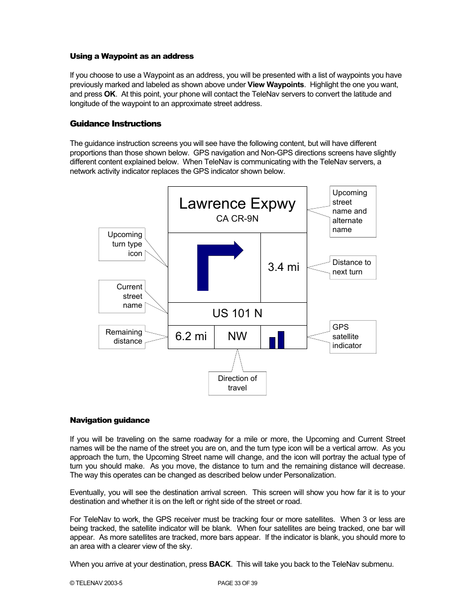 Lawrence expwy | Telenav for Nextel Supported Devices: v2.2.5 for Motorola i830 User Manual | Page 33 / 39