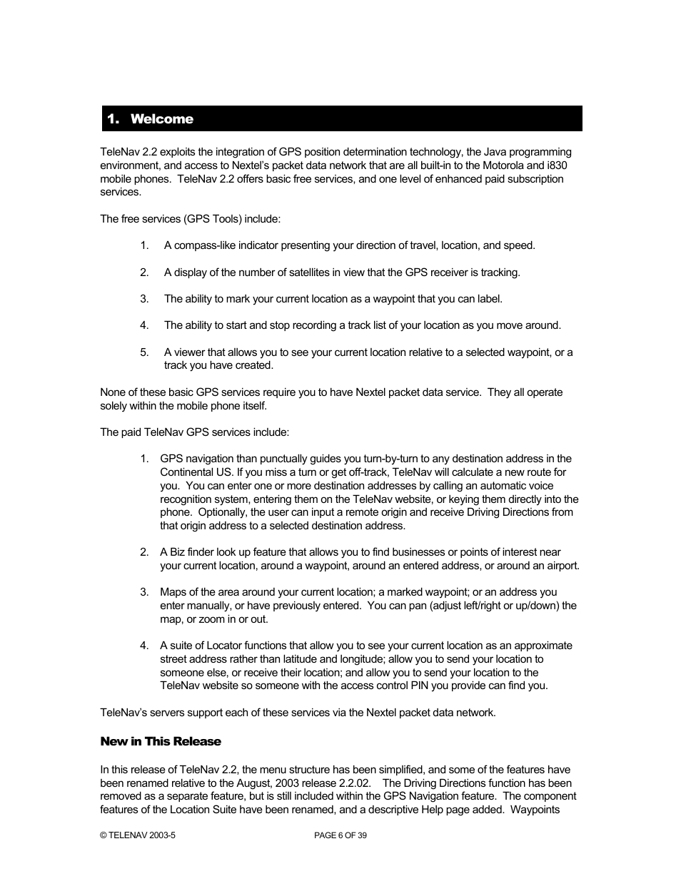 Telenav for Nextel Supported Devices: v2.2.5 for Motorola i830 User Manual | Page 6 / 39