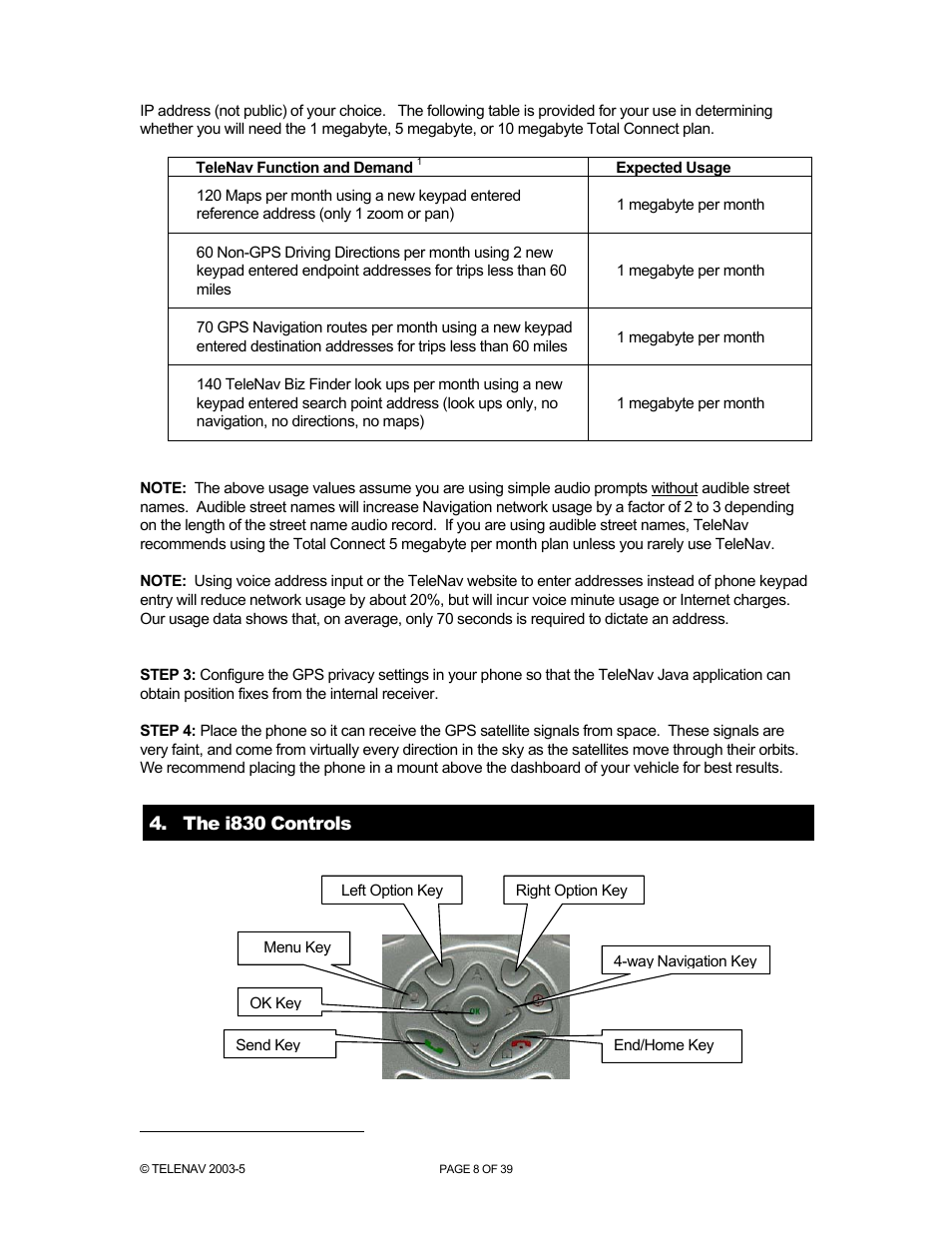 Telenav for Nextel Supported Devices: v2.2.5 for Motorola i830 User Manual | Page 8 / 39