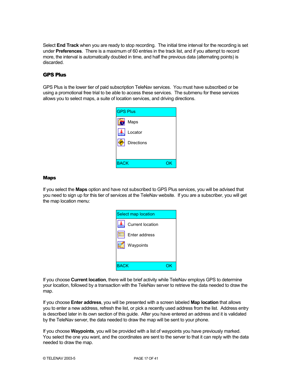 Telenav for Nextel Supported Devices: v2.2 for Motorola i730 User Manual | Page 17 / 41