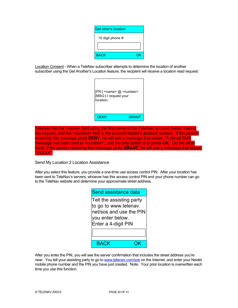 Telenav for Nextel Supported Devices: v2.2 for Motorola i730 User Manual | Page 20 / 41