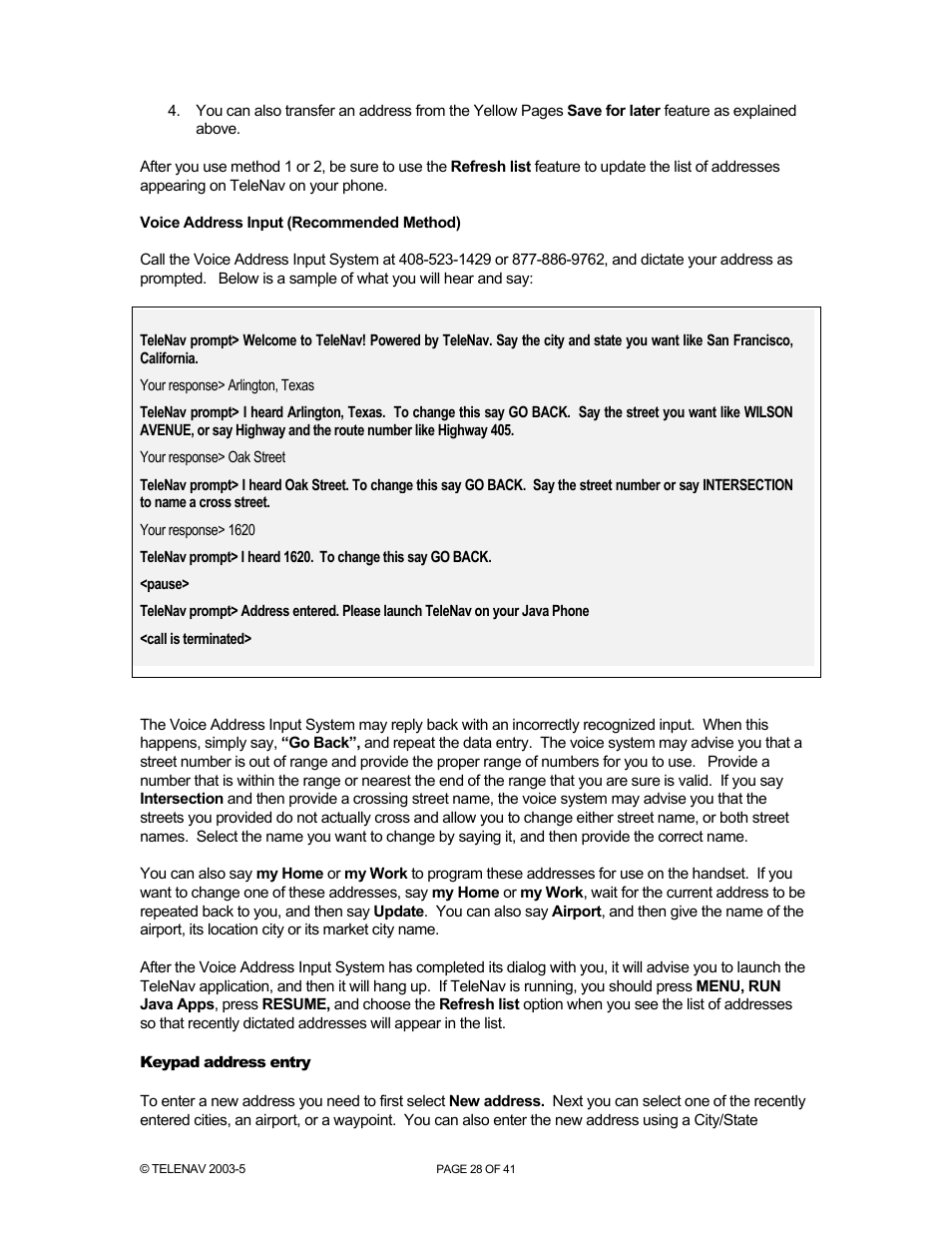 Telenav for Nextel Supported Devices: v2.2 for Motorola i730 User Manual | Page 28 / 41