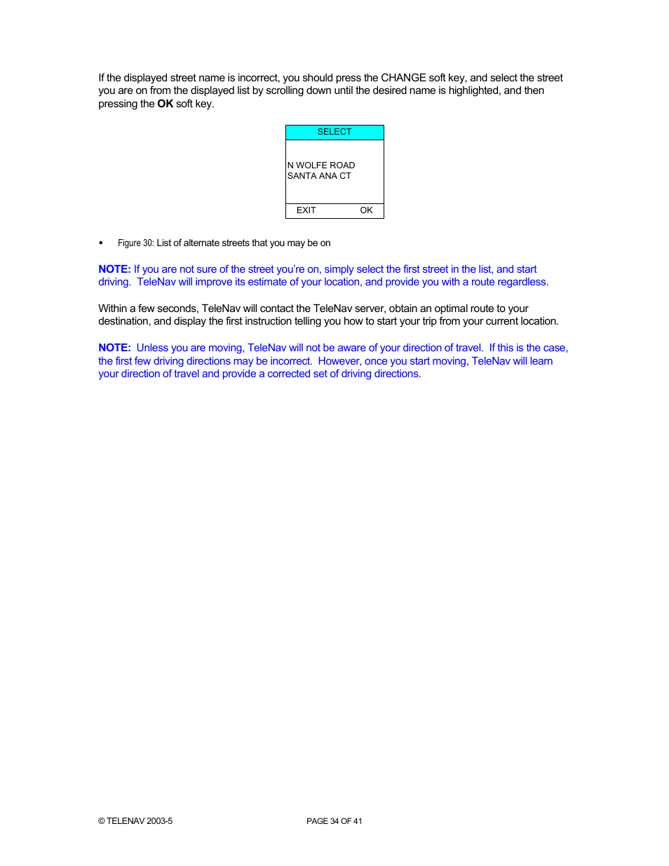 Telenav for Nextel Supported Devices: v2.2 for Motorola i730 User Manual | Page 34 / 41