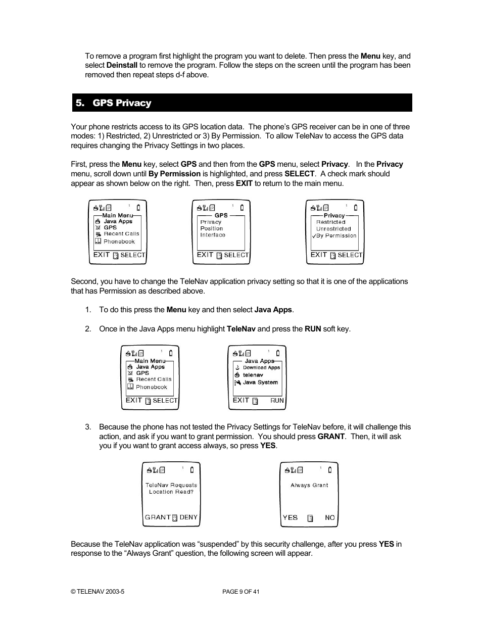 Telenav for Nextel Supported Devices: v2.2 for Motorola i730 User Manual | Page 9 / 41