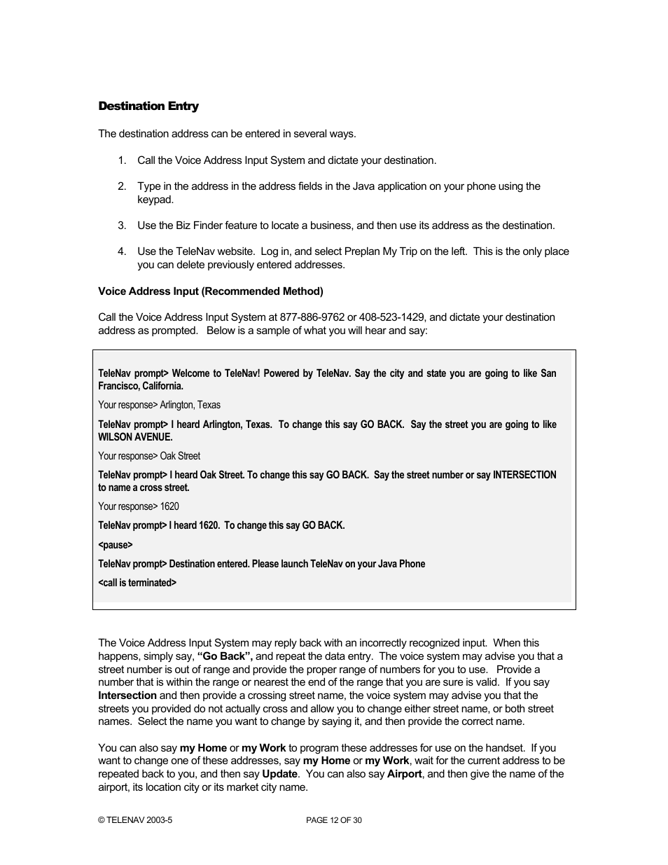 Telenav for Nextel Supported Devices: v2.1 for Motorola i88s, i58sr, i95cl User Manual | Page 12 / 30