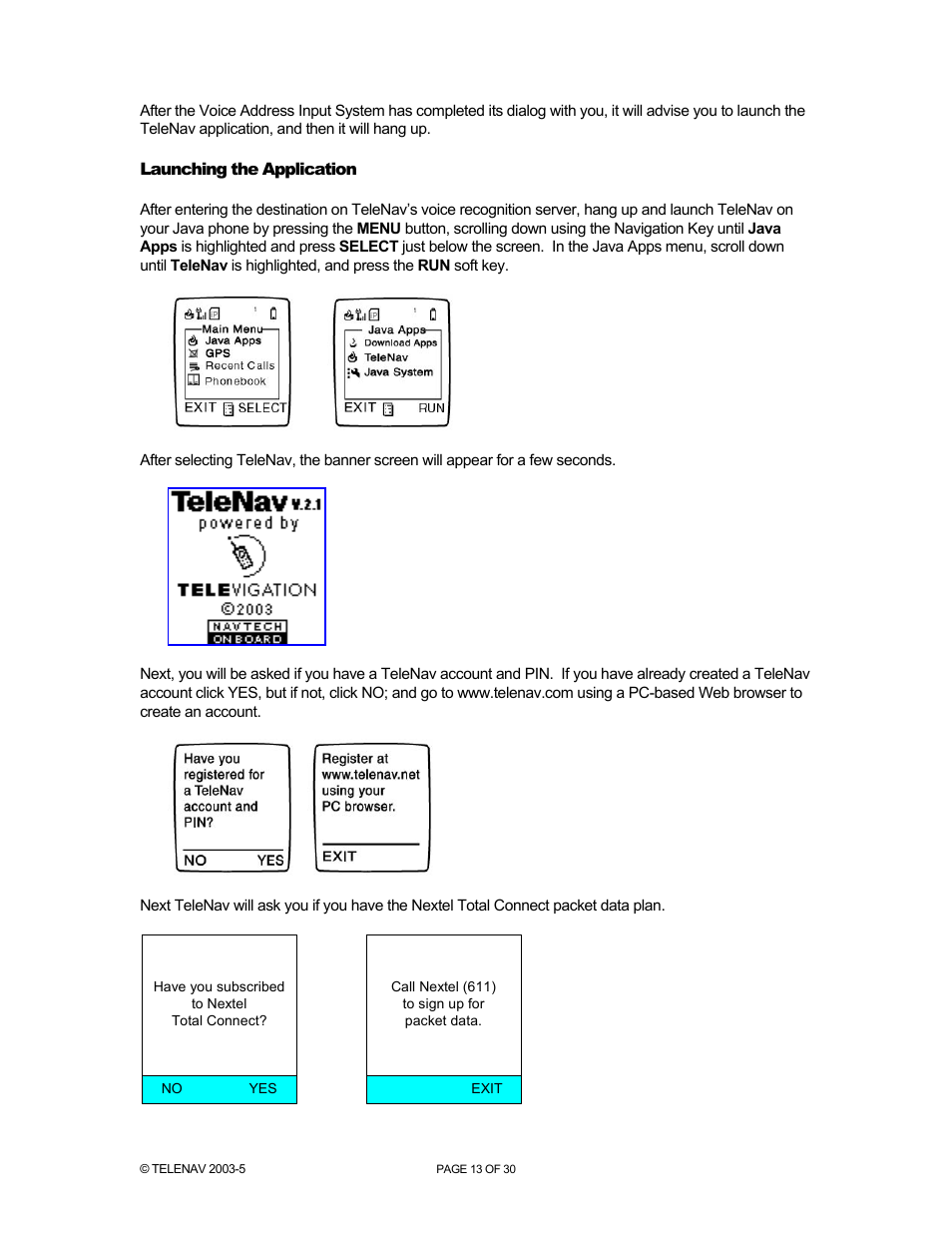 Telenav for Nextel Supported Devices: v2.1 for Motorola i88s, i58sr, i95cl User Manual | Page 13 / 30