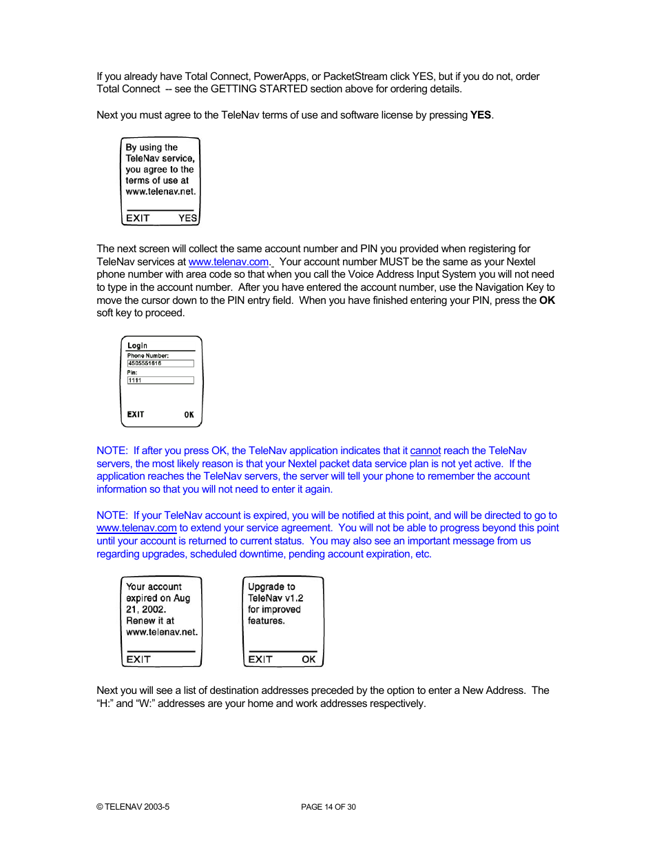 Telenav for Nextel Supported Devices: v2.1 for Motorola i88s, i58sr, i95cl User Manual | Page 14 / 30